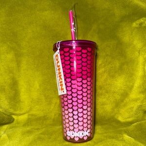 💞💕 Dunkin Donuts 2025 Valentines Da Pink  Hearts Tumbler  💞💕